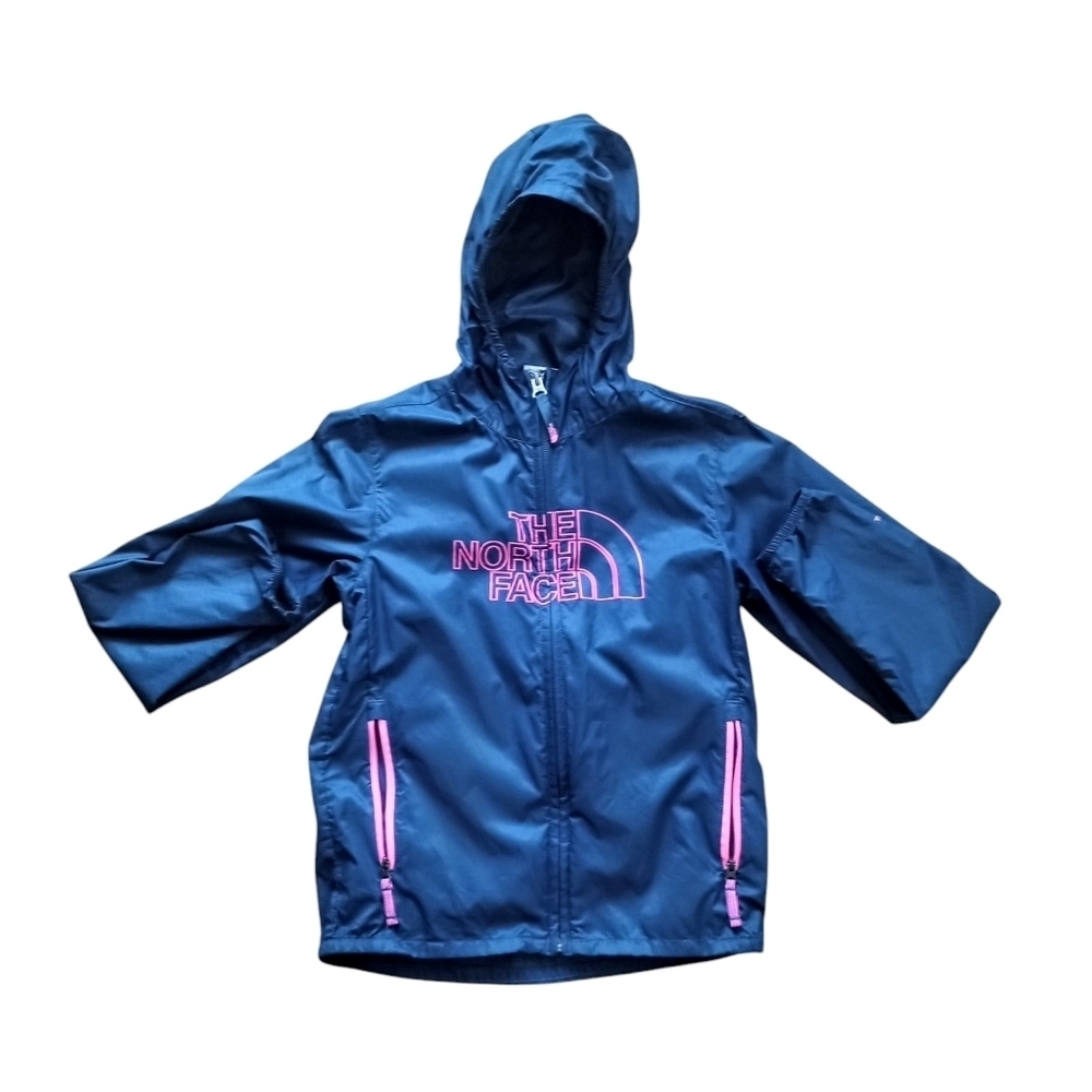 The North Face windfall Navy Jacket with Pink Highlights kids 7/8